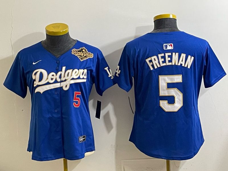 Women 2026 Los Angeles Dodgers #5 Freeman Blue Game Nike MLB Jersey 007->women mlb jersey->Women Jersey